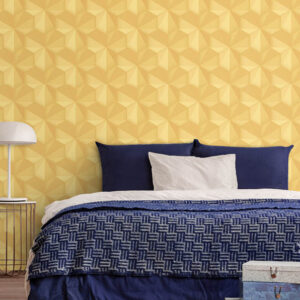 3D Embossed Pattern Designer HD Wallpaper For Your Bedroom Office and Living Areas - Mustard Color Shades. Durable PVC Wallpapers