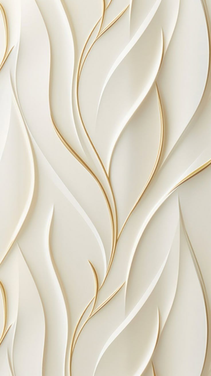 Vine bas relief small pattern oil paint art wallpaper white.