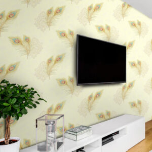 Premium Wall Decor Peacock Feather Print PVC Wallpaper Suitable For Bedroom And Living Areas, Interior Wall Care PVC Wallpaper